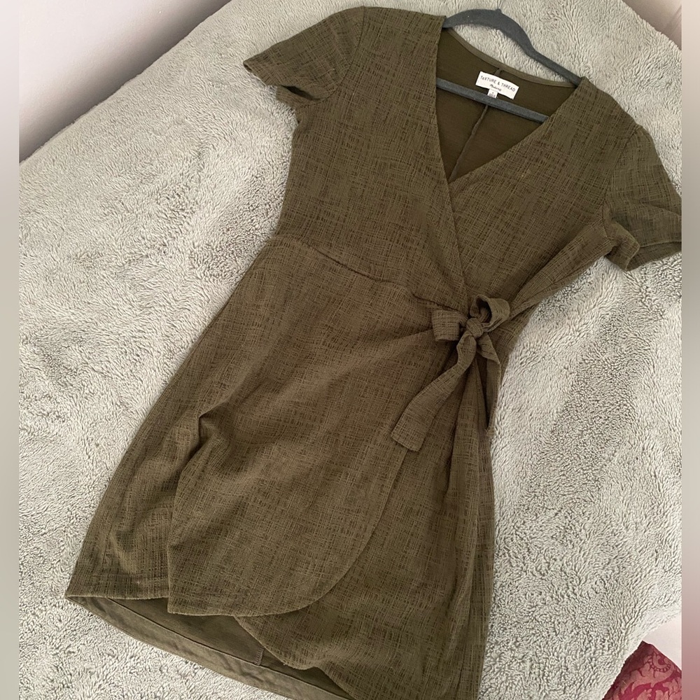 Olive Green Wrap Dress